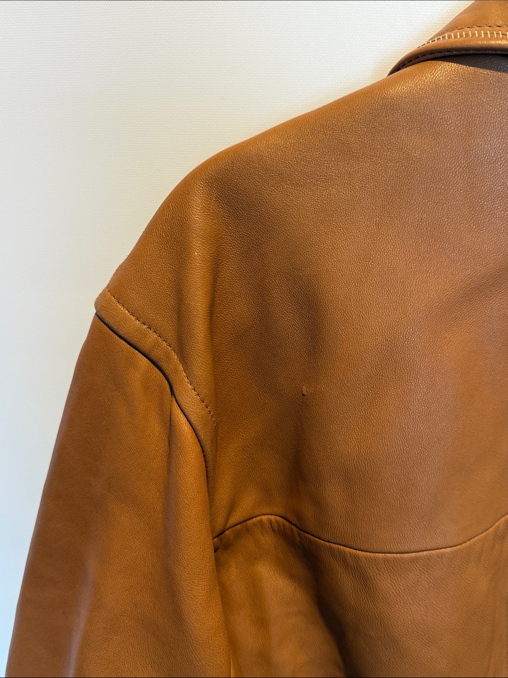 Wilsons Leather Pelle Studio Men's Cognac Leather Zip-Up Jacket Large - Picture 7 of 9